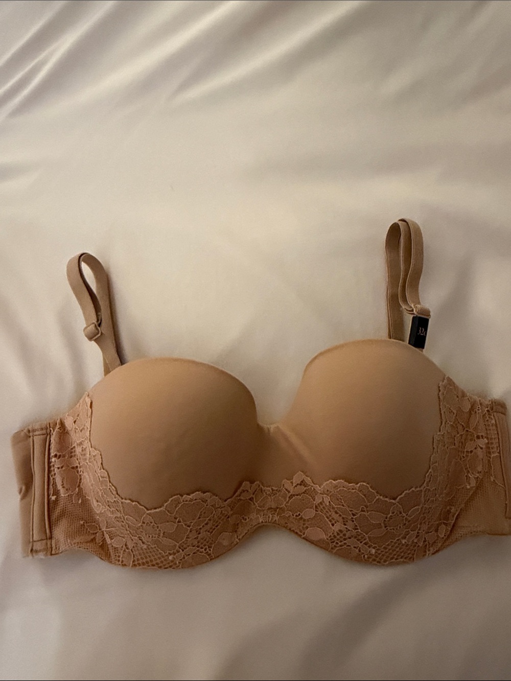 Victoria's Secret Beige Lace-Trim Convertible Strapless Bra